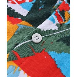 Babyhug Cotton Knit Half Sleeves Shirt & Shorts Set With Tropical Print - Multicolor