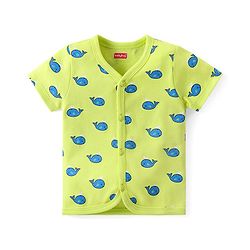 Babyhug 100% Cotton Interlock Anti Bacterial Half Sleeves Vests Dolphin & Striped Print Pack of 5 - Multicolor
