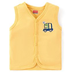 Babyhug 100% Cotton Knit Sleeveless Antibacterial Set of Vests Striped Car & Crocodile Print Pack of 3 - Multicolour