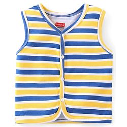 Babyhug 100% Cotton Knit Sleeveless Antibacterial Set of Vests Striped Car & Crocodile Print Pack of 3 - Multicolour