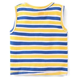 Babyhug 100% Cotton Knit Sleeveless Antibacterial Set of Vests Striped Car & Crocodile Print Pack of 3 - Multicolour