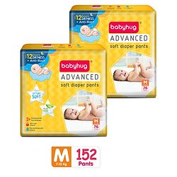 Babyhug Advanced Pant Style Diapers Medium Pack of 2 - 76 Pieces each