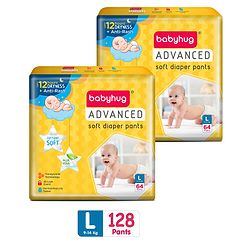 Babyhug Advanced Pant Style Diapers Large Pack of 2 - 64 Pieces Each