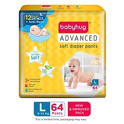 Babyhug Advanced Pant Style Diapers Large Pack of 2 - 64 Pieces Each