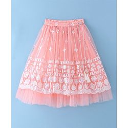 Babyhug Woven Singlet Choli With Sequenced Embroidered Lehenga & Short Sleeves Shrug - Hot Pink