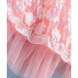 Babyhug Woven Singlet Choli With Sequenced Embroidered Lehenga & Short Sleeves Shrug - Hot Pink