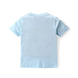 Babyhug Single Jersey Cotton Knit Half Sleeves Teddy Printed T-Shirt & Striped Shorts Set - Multicolor