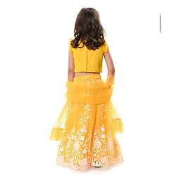 Babyhug Sleeveless Sequined  Floral Embroidered Choli Lehenga Set with Dupatta - Yellow