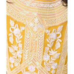 Babyhug Sleeveless Sequined  Floral Embroidered Choli Lehenga Set with Dupatta - Yellow