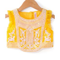 Babyhug Sleeveless Sequined  Floral Embroidered Choli Lehenga Set with Dupatta - Yellow