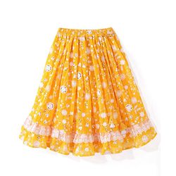 Babyhug Pufffed Sleeves Georgette Choli Lehenga & Frilled Dupatta Set Floral Embroidered -Yellow