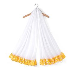 Babyhug Pufffed Sleeves Georgette Choli Lehenga & Frilled Dupatta Set Floral Embroidered -Yellow