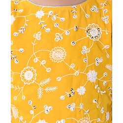 Babyhug Pufffed Sleeves Georgette Choli Lehenga & Frilled Dupatta Set Floral Embroidered -Yellow