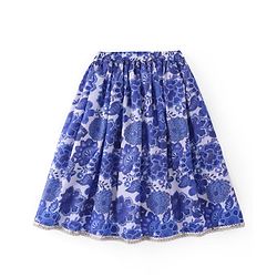 Babyhug Woven Sleeveless Embroidered Choli Lehenga Set with Dupatta Floral Print - Navy Blue