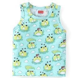 Babyhug 100% Cotton Knit Sleeveless  Antibacterial Sando  with Striped & Frog Print  Pack of 3 - Multicolour