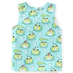 Babyhug 100% Cotton Knit Sleeveless  Antibacterial Sando  with Striped & Frog Print  Pack of 3 - Multicolour