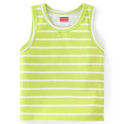 Babyhug 100% Cotton Knit Sleeveless  Antibacterial Sando  with Striped & Frog Print  Pack of 3 - Multicolour