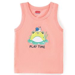 Babyhug 100% Cotton Knit Sleeveless  Antibacterial Sando  with Striped & Frog Print  Pack of 3 - Multicolour