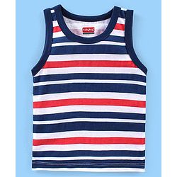 Babyhug 100% Cotton Knit Antibacterial Sleeveless Stripes Sandos with Star & Cars Print Pack of 5 - Multicolour