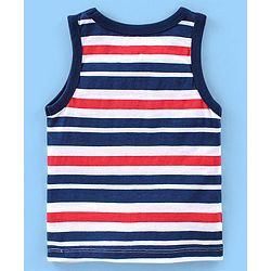 Babyhug 100% Cotton Knit Antibacterial Sleeveless Stripes Sandos with Star & Cars Print Pack of 5 - Multicolour