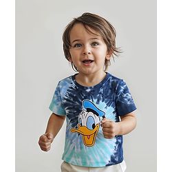 Babyhug Disney  Cotton Knit  Half Sleeves T-Shirt Donald Duck Print - Blue