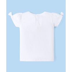 Babyhug Disney 100% Cotton Knit Half Sleeves Top with Minnie Mouse Graphics -White