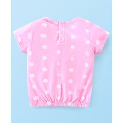 Babyhug Disney  Half Sleeves Top with Minnie Mouse Graphics & Reversible Sequins Detailing - Pink
