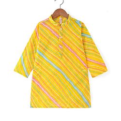 Babyhug Cotton Woven Full Sleeves Printed Kurta With Pyjama - Yellow