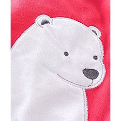 Babyhug Woven Full Sleeves Winter Wear Footed Romper With Polar Bear Embroidery - Red