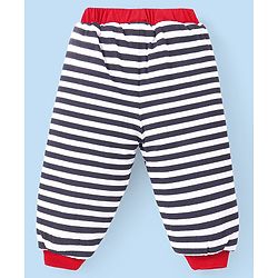 Babyhug Woven Full Sleeves Hooded Front Zipper Winter Wear Suit With Penguin Embroidery - Red
