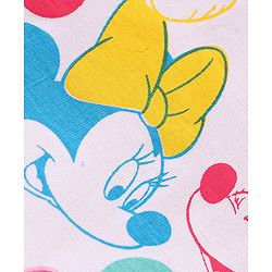 Babyhug Disney Single Jersey Knit Frill Sleeves Top & Denim Shorts Set With Minnie Mouse Print - White & Blue