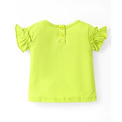 Babyhug Disney Single Jersey Knit Frill Sleeves Top & Shorts Set with 101 Dalmatians Graphics - Green