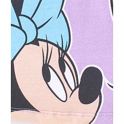 Babyhug Disney Cotton Knit Frill Sleeves Top & Denim Shorts Set With Minnie Mouse Graphic - Purple