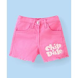 Babyhug Disney Single Jersey Knit Half Sleeves Top &  Shorts Set with Chip n Dale Print - White & Pink