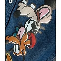 Babyhug Disney Denim Woven Half Sleeve Shirt With Mickey Mouse Graphics - Navy Blue