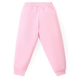 Babyhug Cotton Terry Knit Premium Light Gauge Terry Full Sleeves Hooded T-Shirt & Lounge Pants Set With Text Print - White & Pink