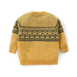 Babyhug Knit Full Sleeves Sweater Set with Aztec Design - Yellow