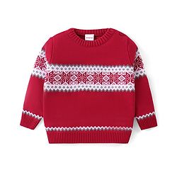 Babyhug Knitted Full Sleeves Sweater Set with Floral Design - Red