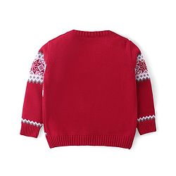 Babyhug Knitted Full Sleeves Sweater Set with Floral Design - Red