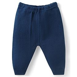 Babyhug Knitted Full Sleeves Pullover Sweater & Pant Set with Christmas Theme Design  - Navy Blue