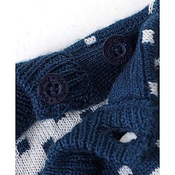 Babyhug Knitted Full Sleeves Pullover Sweater & Pant Set with Christmas Theme Design  - Navy Blue