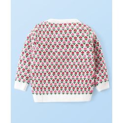 Babyhug Knitted Full Sleeves Pullover Sweater Set with Floral Design - Pink