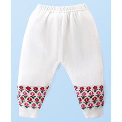 Babyhug Knitted Full Sleeves Pullover Sweater Set with Floral Design - Pink