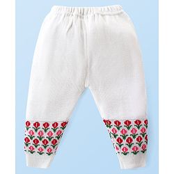 Babyhug Knitted Full Sleeves Pullover Sweater Set with Floral Design - Pink