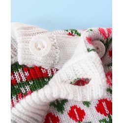 Babyhug Knitted Full Sleeves Pullover Sweater Set with Floral Design - Pink