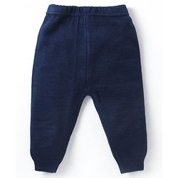 Babyhug Knit Full Sleeves Pullover Sweater & Pant Set Intarsia Design - Navy Blue