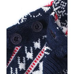Babyhug Knit Full Sleeves Pullover Sweater & Pant Set Intarsia Design - Navy Blue