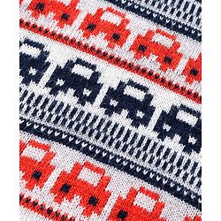 Babyhug Knitted Full Sleeves Pullover Sweater Set with Cars Design - Red