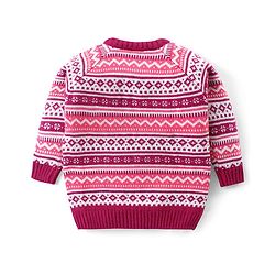 Babyhug Knitted Full Sleeves Pullover Sweater Set with Aztec Design - Pink