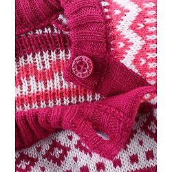 Babyhug Knitted Full Sleeves Pullover Sweater Set with Aztec Design - Pink